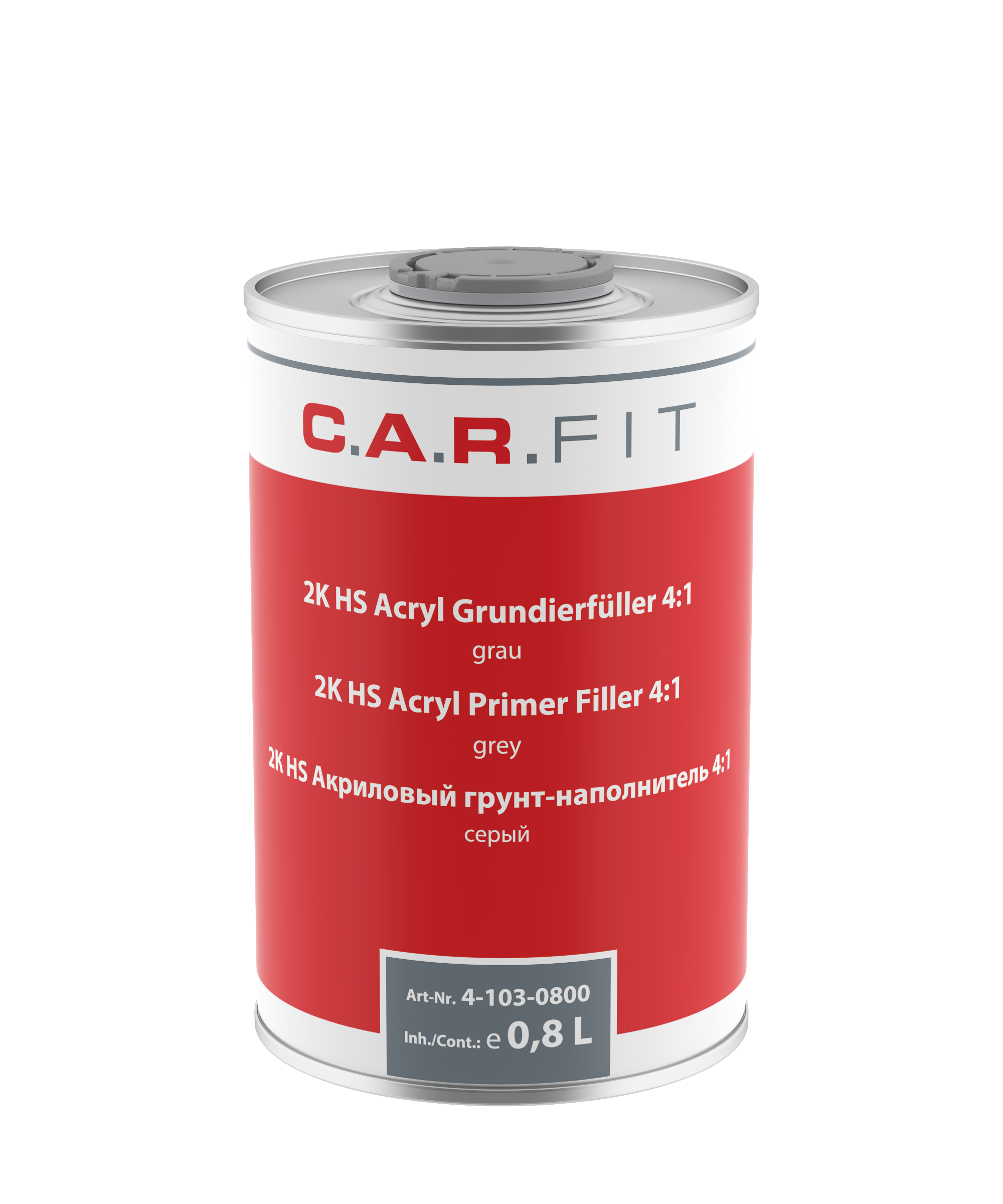 Primer filler acrilic HS, 2K, negru, 0.8L, C.A.R. FIT